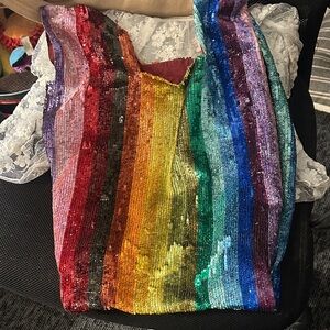 Rare Ashish rainbow shopper bag
